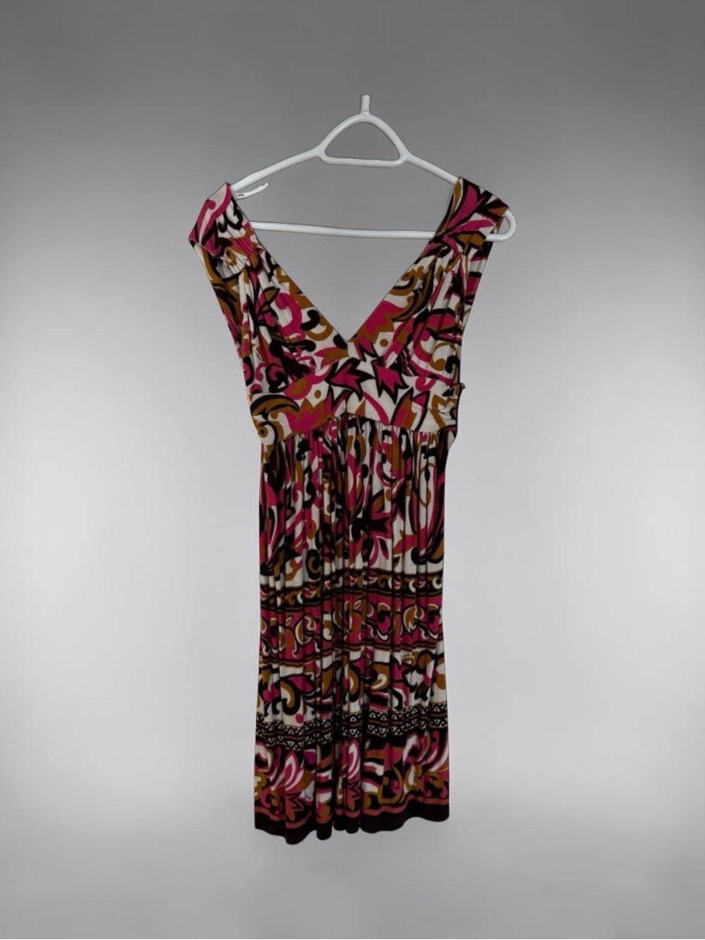 Vintage Milly Multicolor Pink & Gold Graphic Maxi Dress